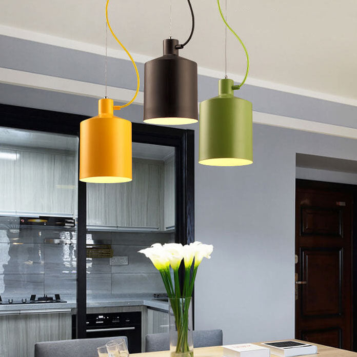 Creative macaron bottle green pendant lighting in aluminum — 6.3" W x 47.24" L x 9.84" H / Matte Black / 220V-240V (UK/AU)