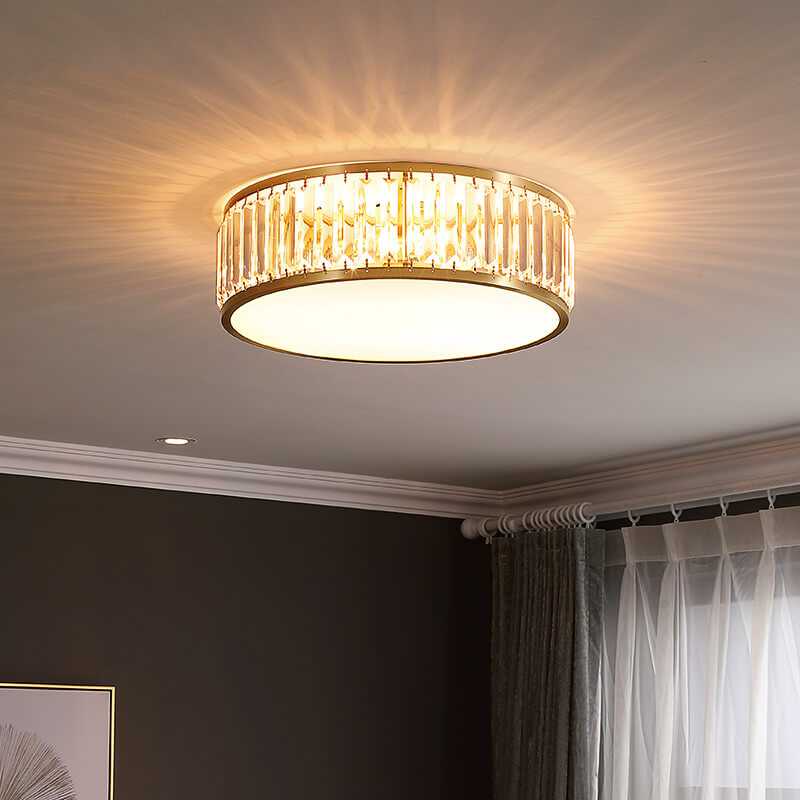 Modern Iron Crystal Round 3/4/5-Light Flush Mount