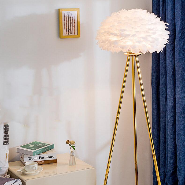 Modern Feather Globe Floor Lamp