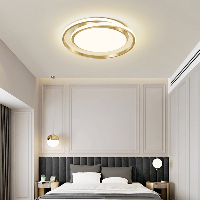 Modern Luxury Golden Circle LED Flush Mount Light — Warm Light (3000K) / 220V-240V For UK/AU