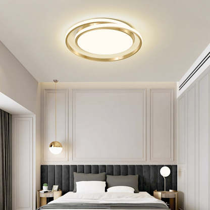 Modern Luxury Golden Circle LED Flush Mount Light — Warm Light (3000K) / 220V-240V For UK/AU