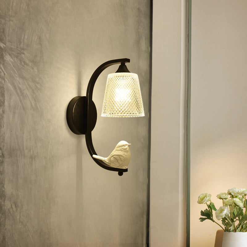 Modern Glass Resin Bird Wall Sconce