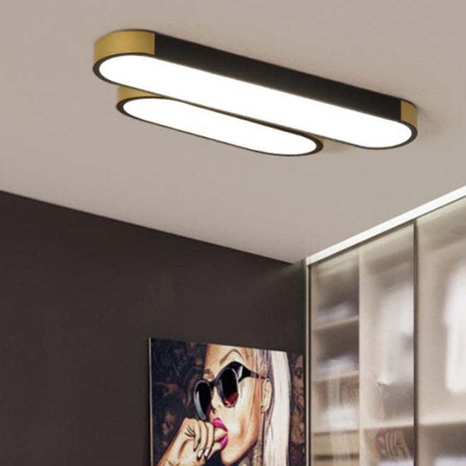 Minimalist Rectangular Ring LED Flush Mount Light