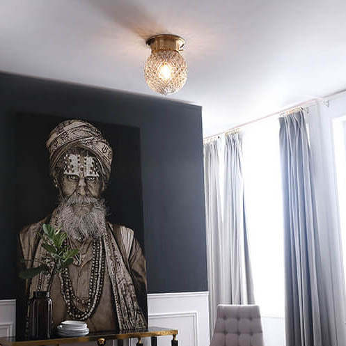 Vintage Copper Glass Round Ceiling Light
