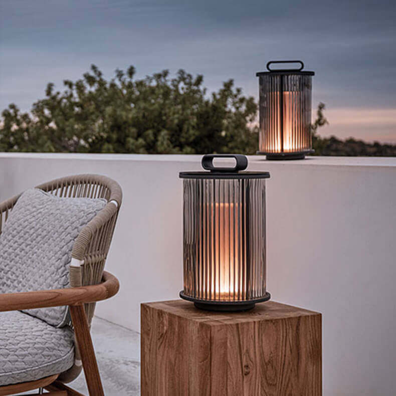 Modern Stainless Steel Glass Column LED Outdoor Floor Lamp — 220V-240V For UK/AU