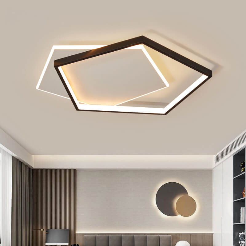 Minimalist Pentagonal LED Flush Mount Light