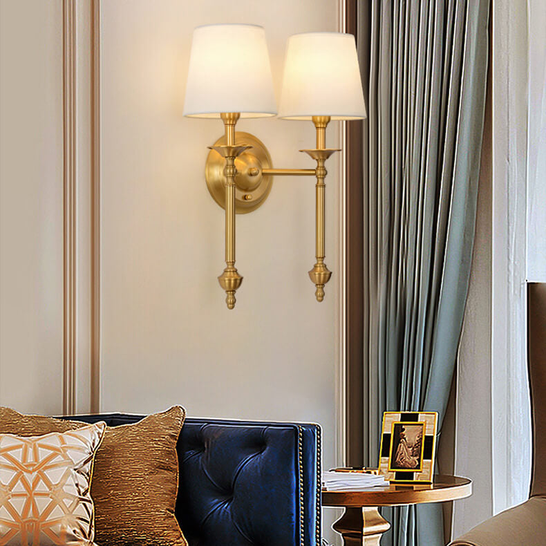 Modern Brass Fabric Wall Sconce