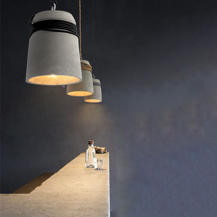 Industrial Cement Column Rope Pendant Light