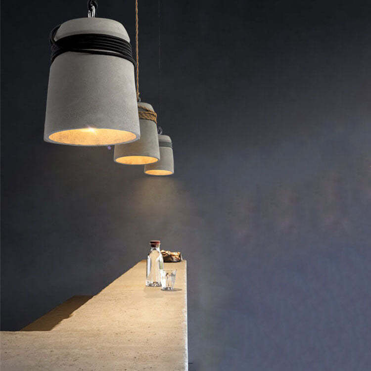 Industrial Cement Column Rope Pendant Light
