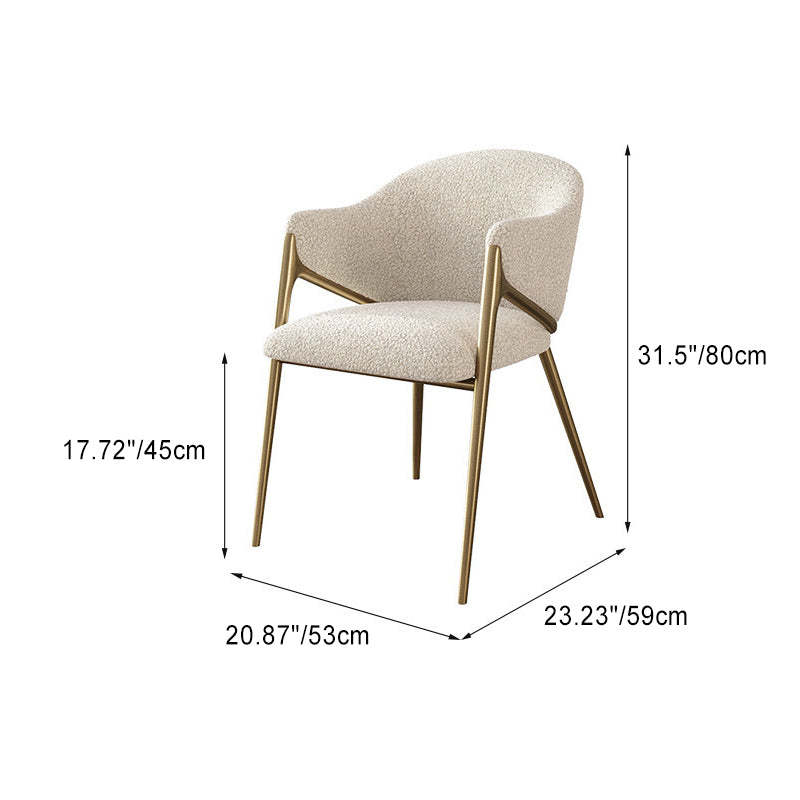 Round Lambswool Stainless Steel Dining Chair
