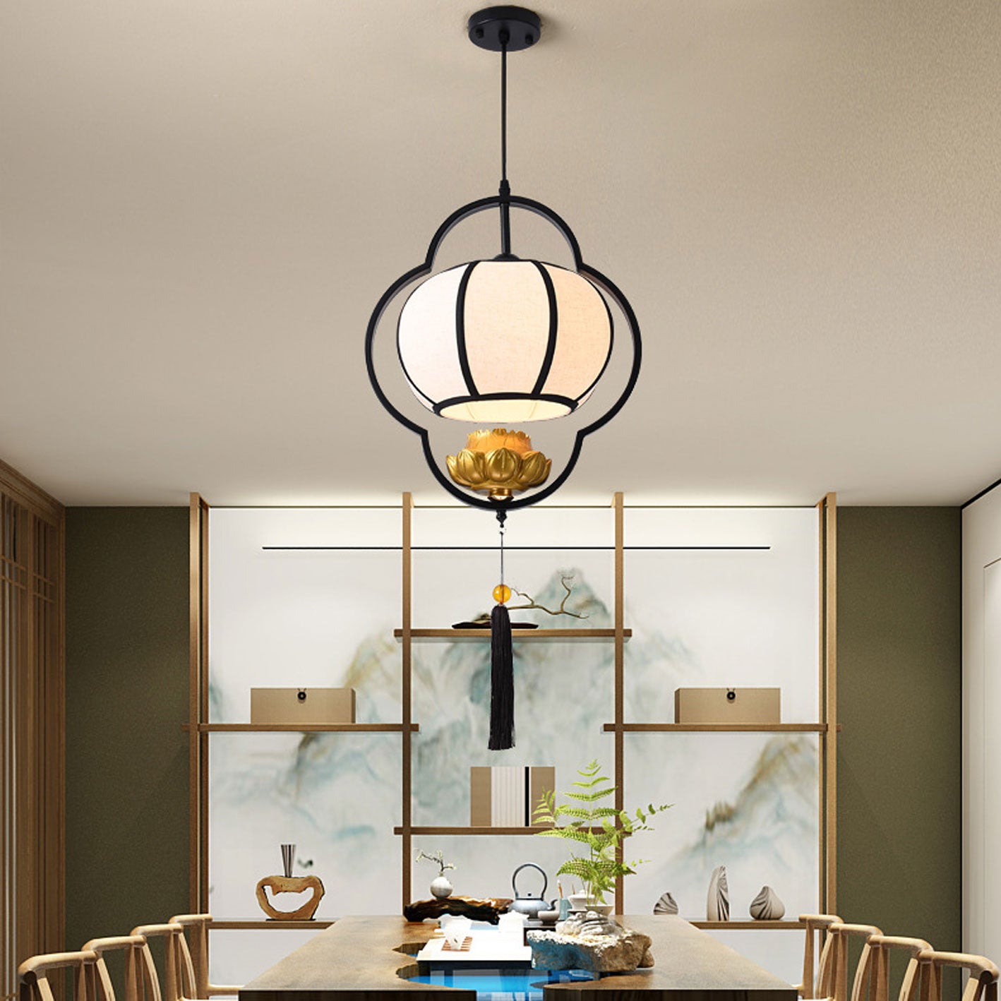 Chinese Retro Luxury Wrought Iron Pendant Light