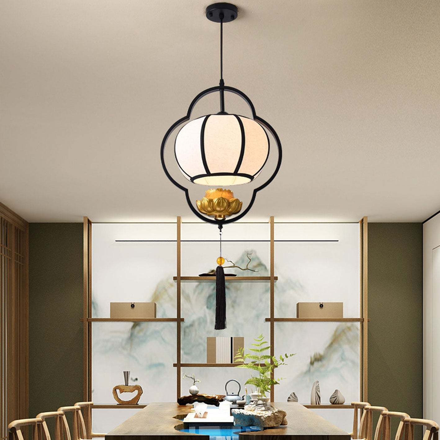 Chinese Retro Luxury Wrought Iron Pendant Light