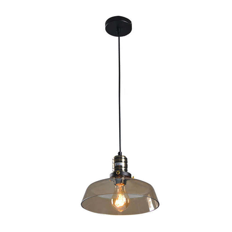Industrial Transparent Glass Bowl Pendant Light