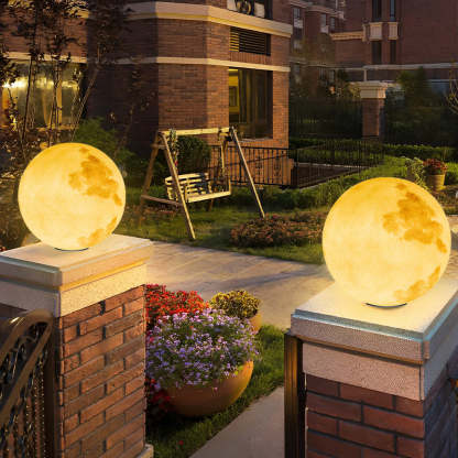 Moon-Shaped Outdoor Pier-Mount Pillar Accent Post Light-Lighom