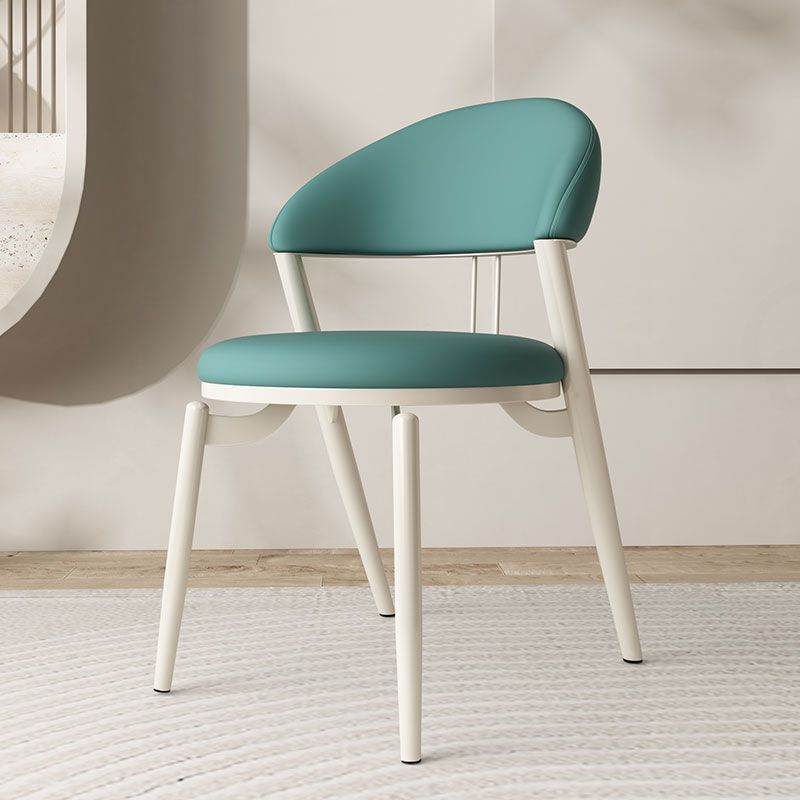 Nordic Leather Upholstered Steel Open Back Dining Chair