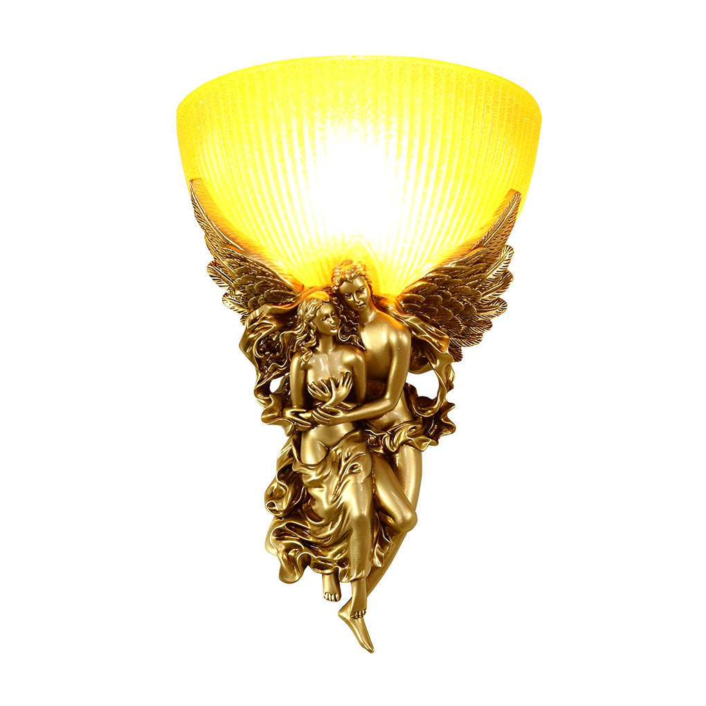 Retro Resin 3D Shy Angel Art Sculpture Glass European Style Wall Lamp-Lighom