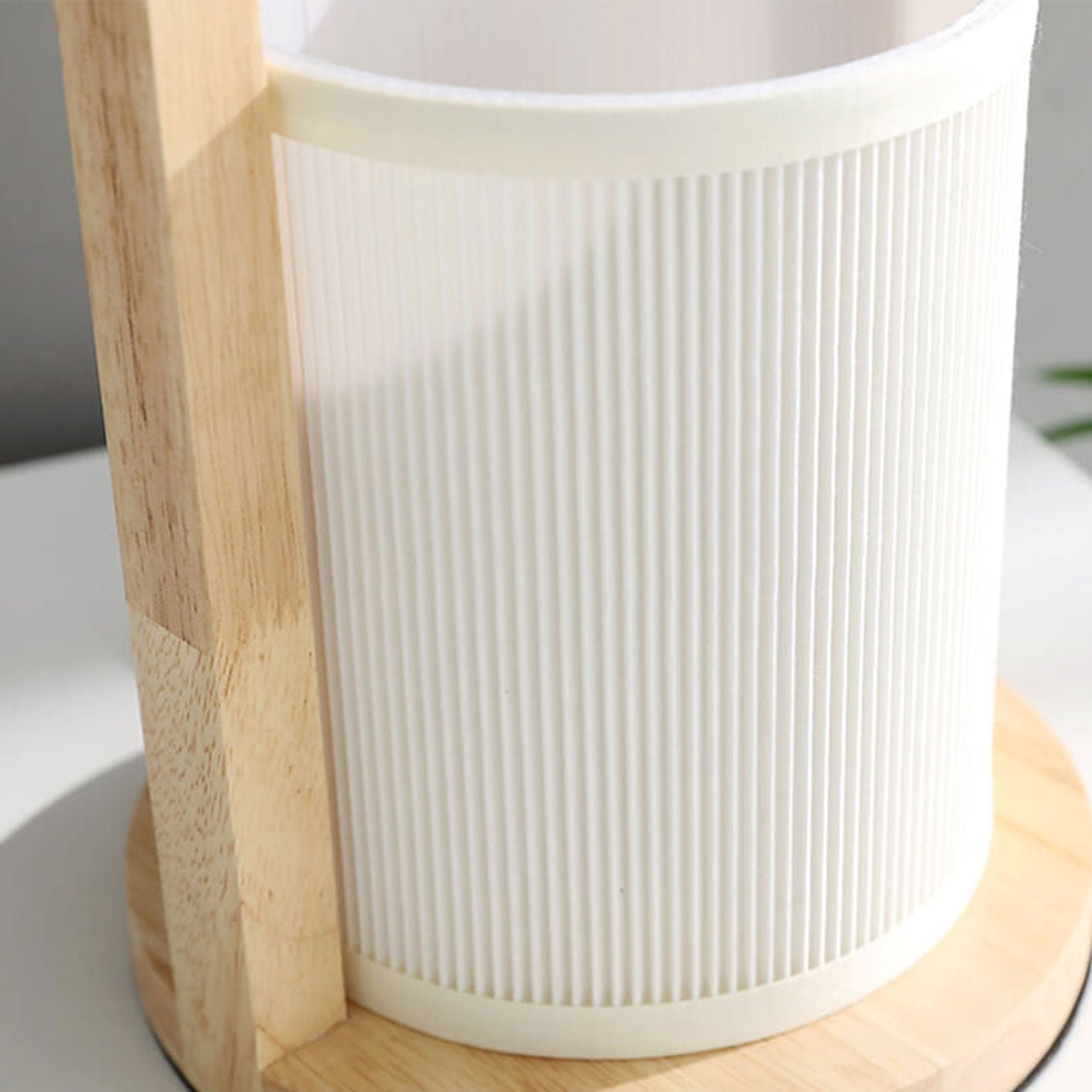 Nordic Fabric Column Solid Wood Table Lamp