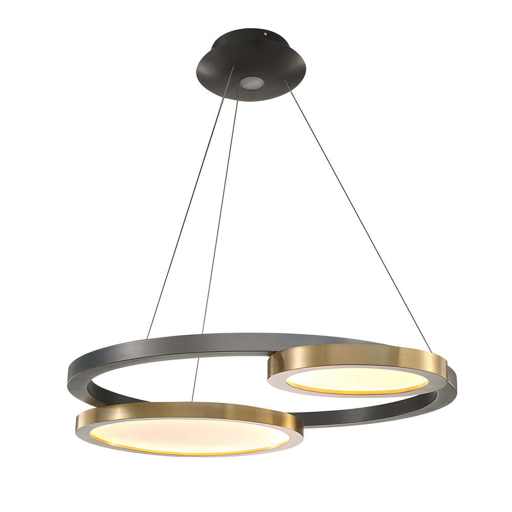 Circular Multi-Ring Brass Suspension LED Chandelier