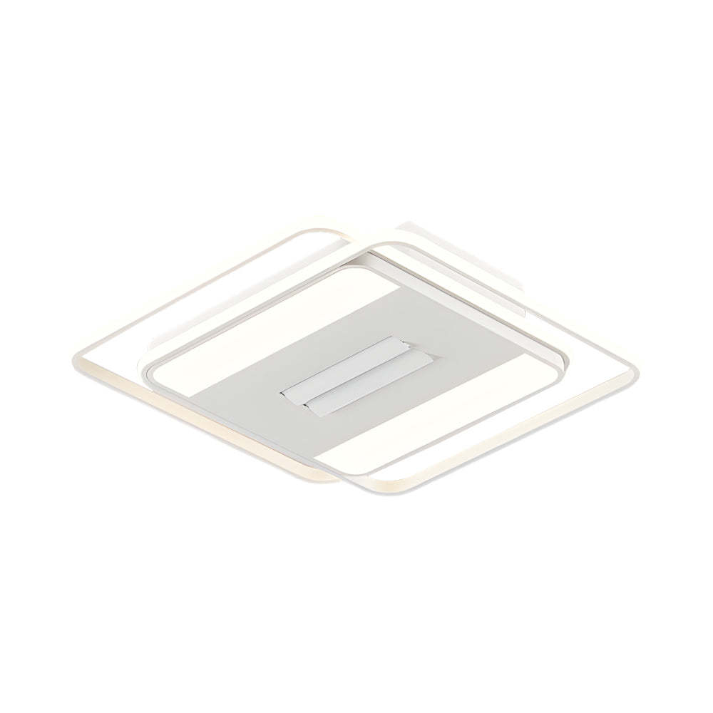 Square Round Stepless Dimming LED Mute White Modern Bladeless Ceiling Fans-Lighom