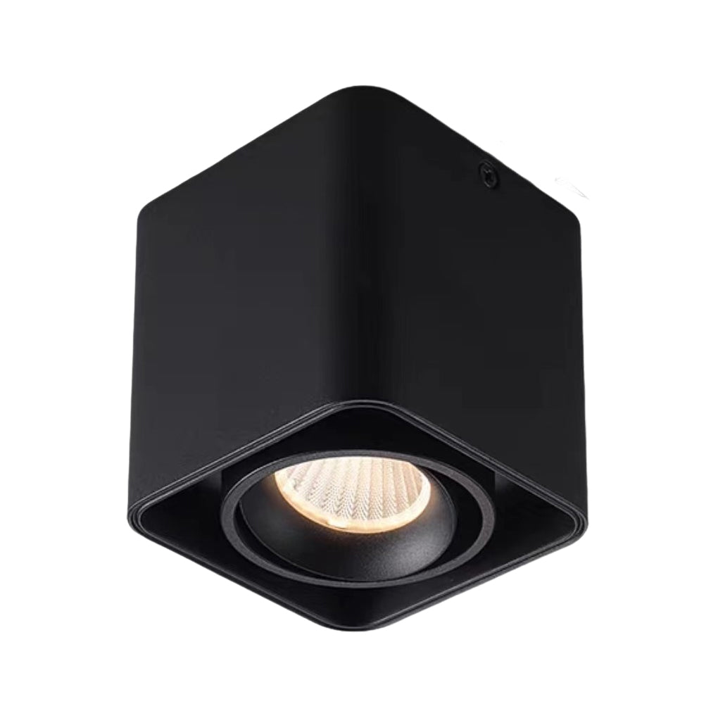 Square Adjustable 3-Step Dimming LED Ceiling Grille Light — Black / 1-Light / Neutral White