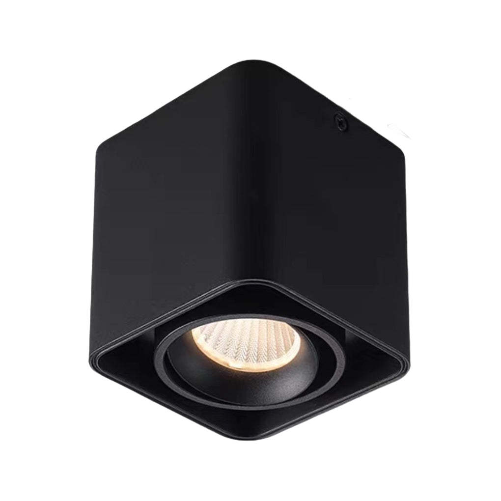 Square Adjustable 3-Step Dimming LED Ceiling Grille Light — Black / 1-Light / Neutral White