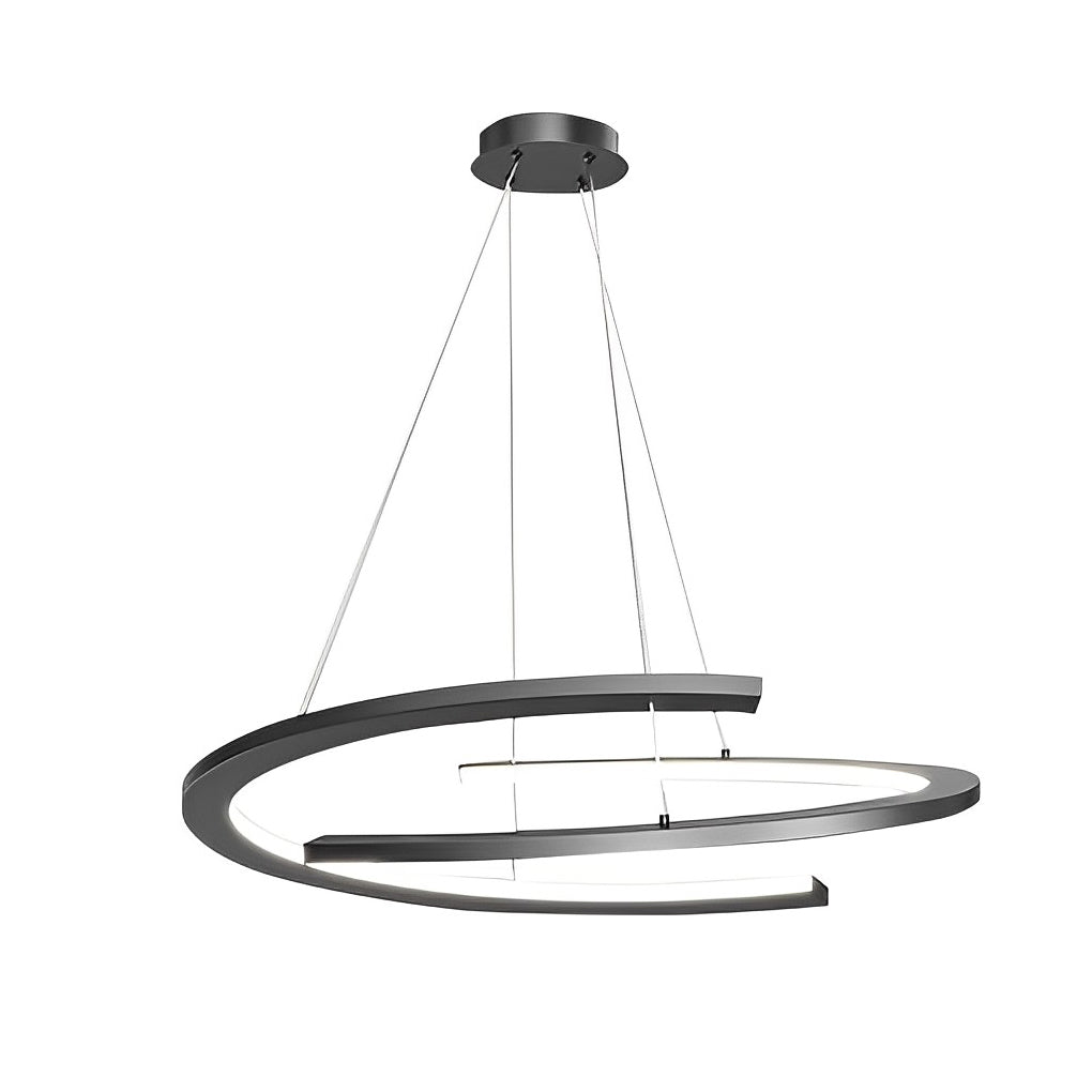 Semi-Circular LED Dimmable Black Modern Chandelier