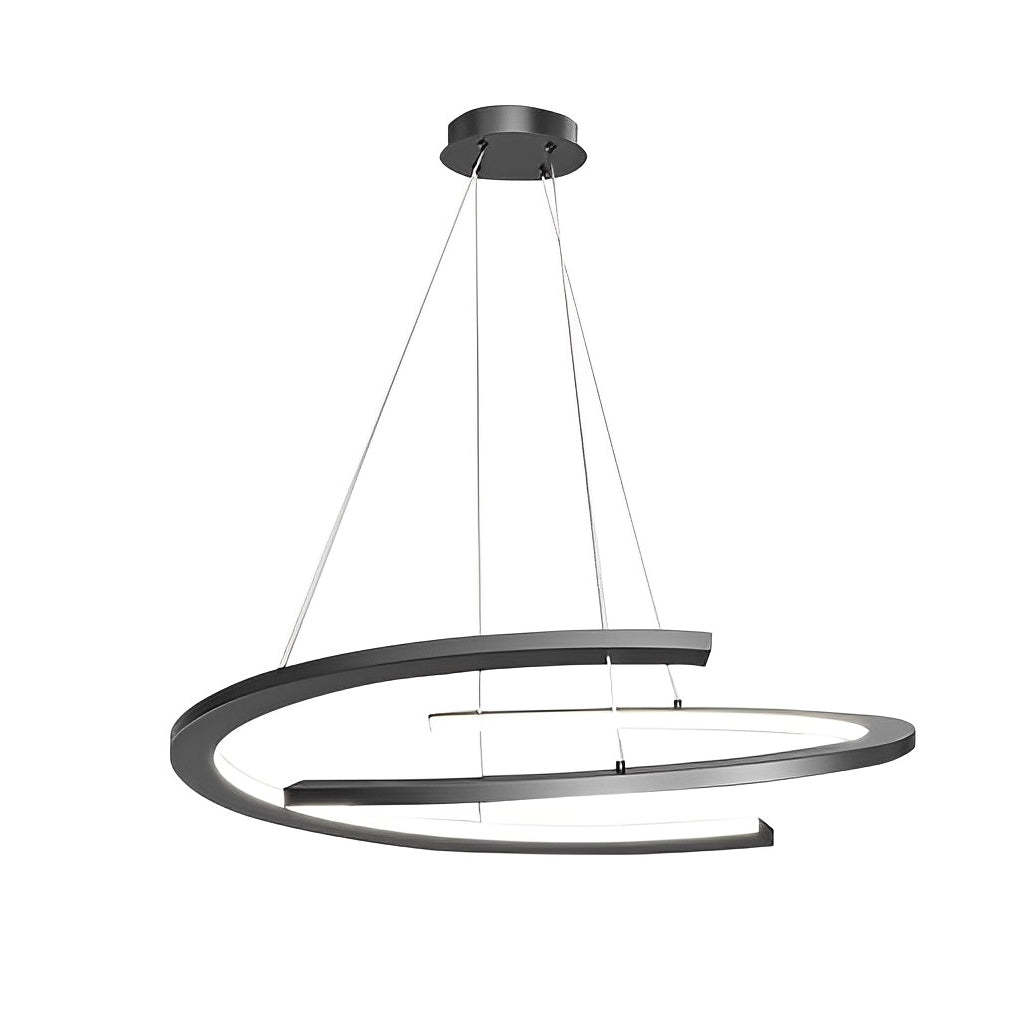 Semi-Circular LED Dimmable Black Modern Chandelier