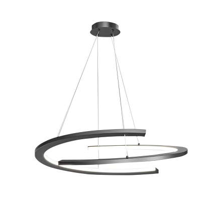 Semi-Circular LED Dimmable Black Modern Chandelier