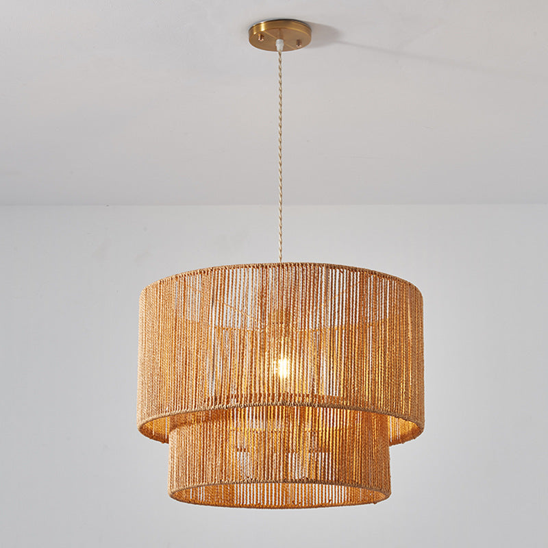 Retro Rope Woven Dining Room Pendant Light