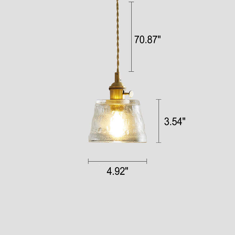 Vintage Glass Brass Drum Pendant Light