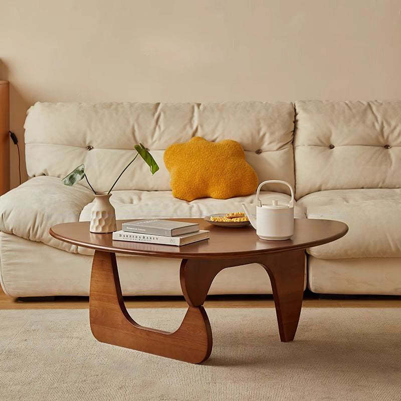 Japanese Triangle Rubberwood Coffee Table — Wood Color