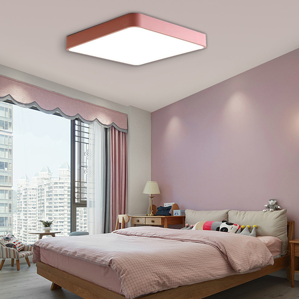 Square Modern Style Design Flush Mount Lighting Metal PVC Acrylic LED Bedroom Ceiling Lights-Lighom