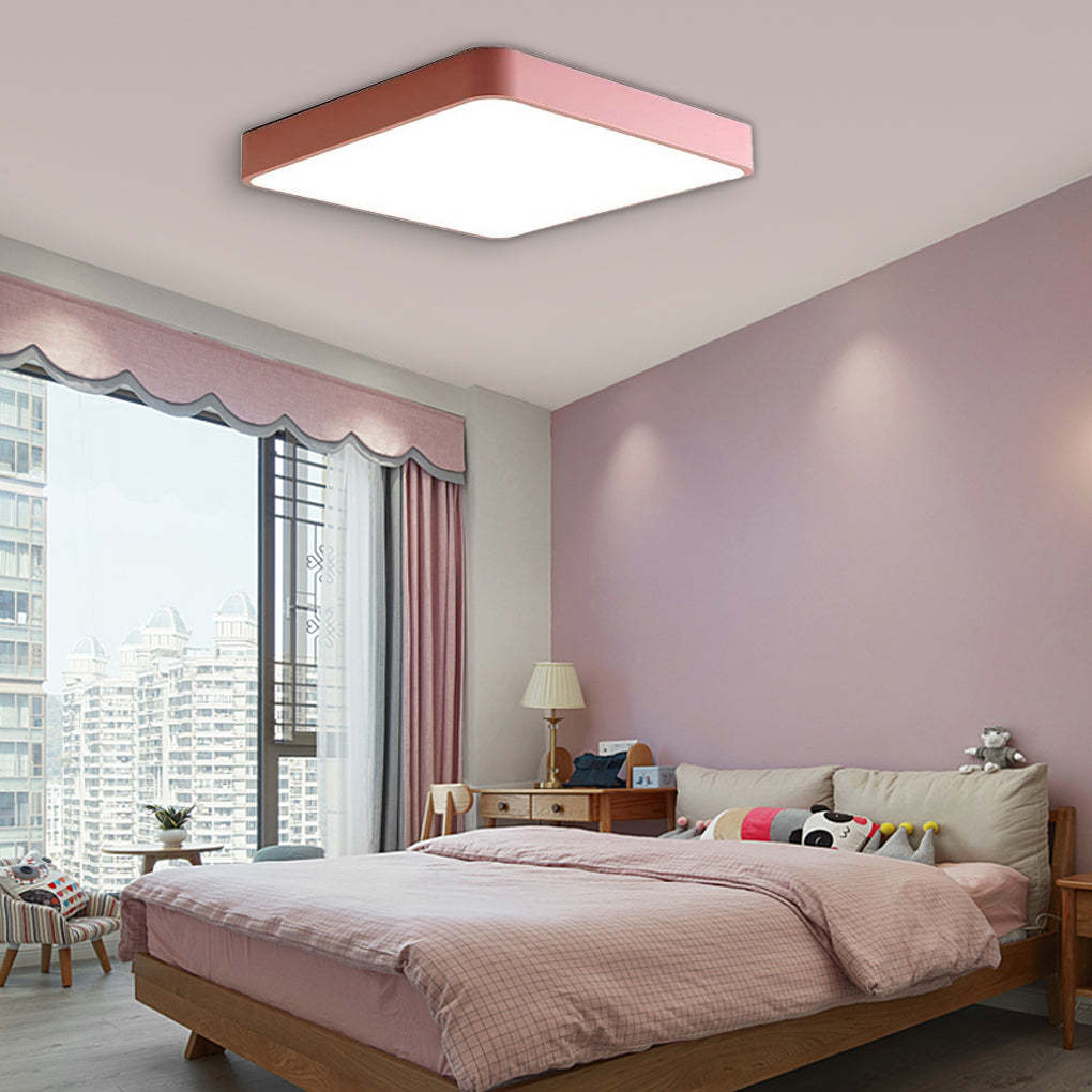 Square Modern Style Design Flush Mount Lighting Metal PVC Acrylic LED Bedroom Ceiling Lights-Lighom