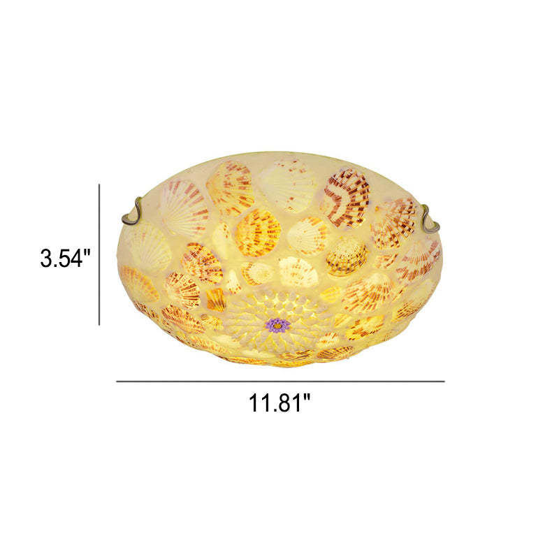 European Mediterranean Shell Round LED Flush Mount Light