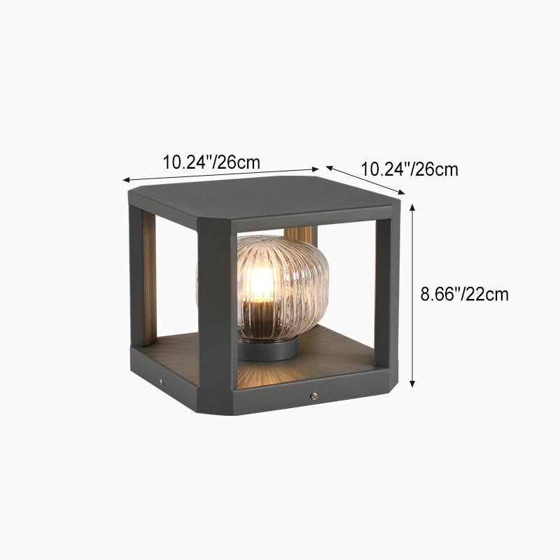 Modern Solar Stainless Steel Glass Cube Ball Landscape Light