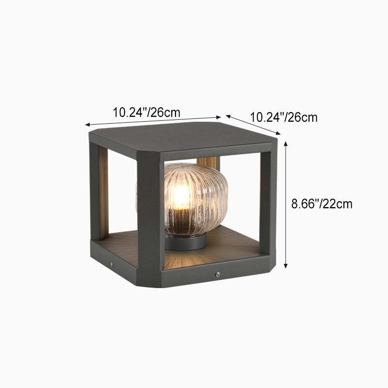 Modern Solar Stainless Steel Glass Cube Ball Landscape Light