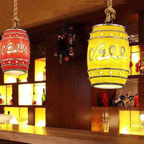 Vintage Wine Barrel Resin Pendant Light