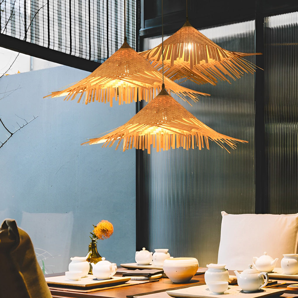 Caribbean Bamboo Woven Burlywood Kitchen Pendant Light