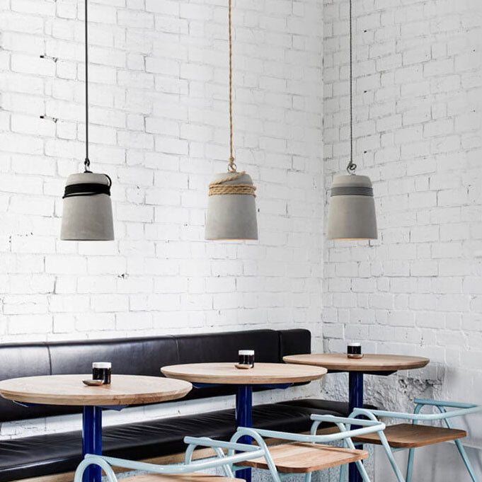 Industrial Cement Column Rope Pendant Light