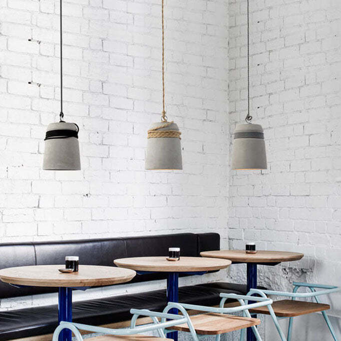 Industrial Cement Column Rope Pendant Light