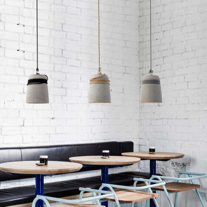 Industrial Cement Column Rope Pendant Light