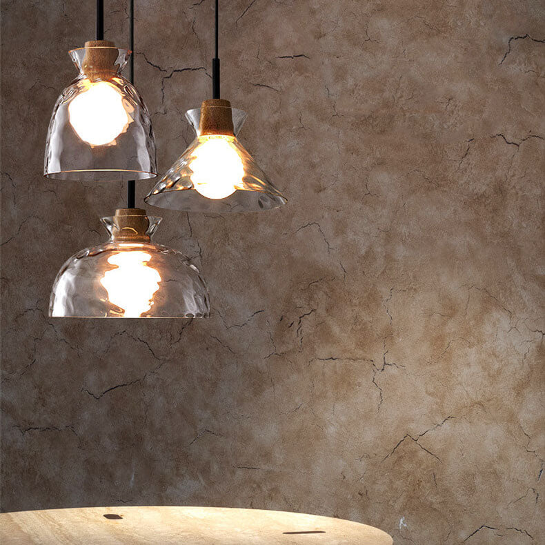 Natural nordic clear rippled pendant lighting — Bell / 220V-240V (UK/AU)