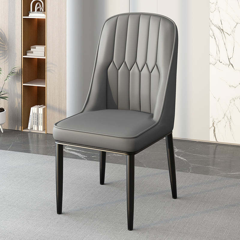 Modern Leather Steel Square Dining Chair — A / Gold / Orange & Brown
