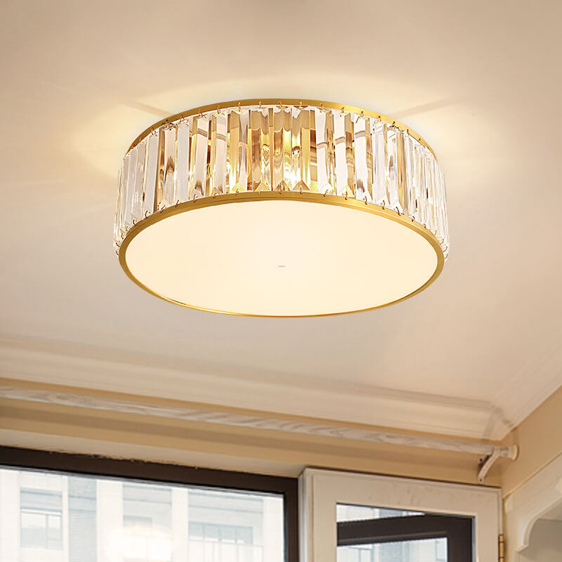 Modern Iron Crystal Round 3/4/5-Light Flush Mount — 220V-240V For UK/AU