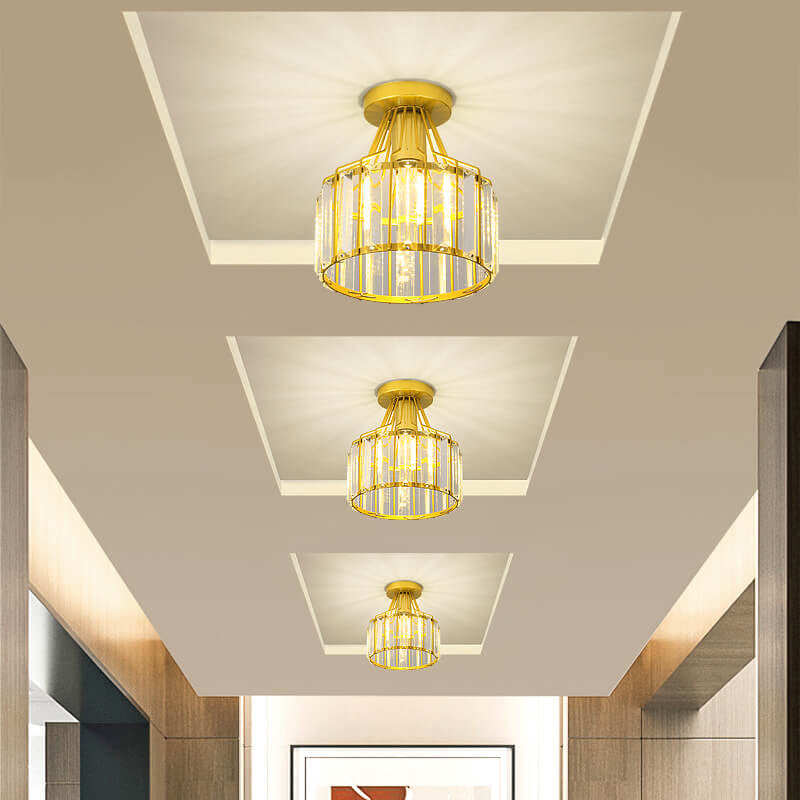 Modern Crystal Dome Semi-Flush Ceiling Light