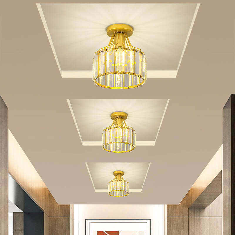Modern Crystal Dome Semi-Flush Ceiling Light — Gold / Semi-Flush Mount Lighting / 110V-120V For US/CA