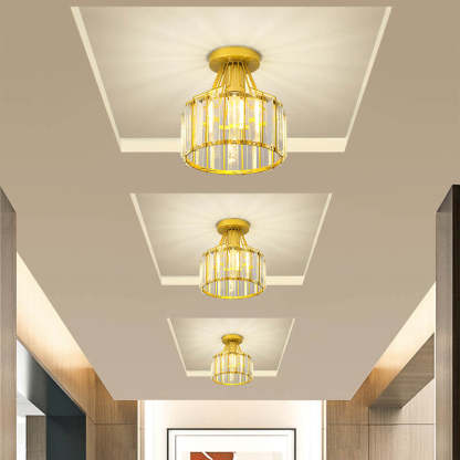 Modern Crystal Dome Semi-Flush Ceiling Light — Gold / Semi-Flush Mount Lighting / 110V-120V For US/CA