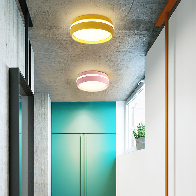 Round Macaron Iron LED Flush Mount Light