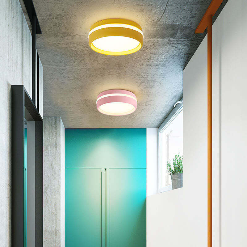 Round Macaron Iron LED Flush Mount Light