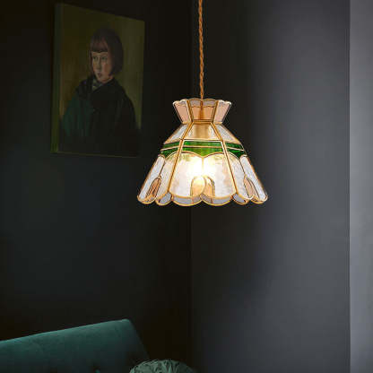 Vintage Bell Brass Glass Pendant Light — 220V-240V For UK/AU